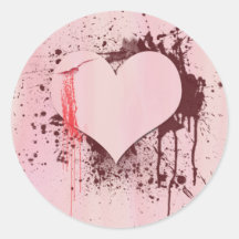 Blood Stamped Heart Round Sticker
