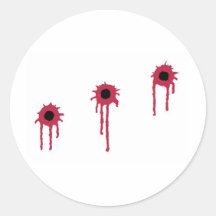 BLOODY BULLET HOLES ROUND STICKER