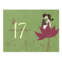 Blooming Love 2 Wedding Table Number Card Postcards