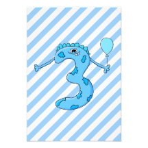 Blue 3rd Birthday Cartoon. Announcements