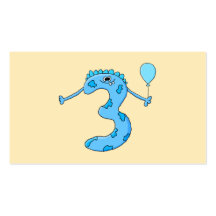 Blue 3rd Birthday Cartoon. Business Card Templates