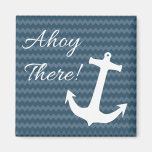 Blue Ahoy There Chevron Anchor Magnets