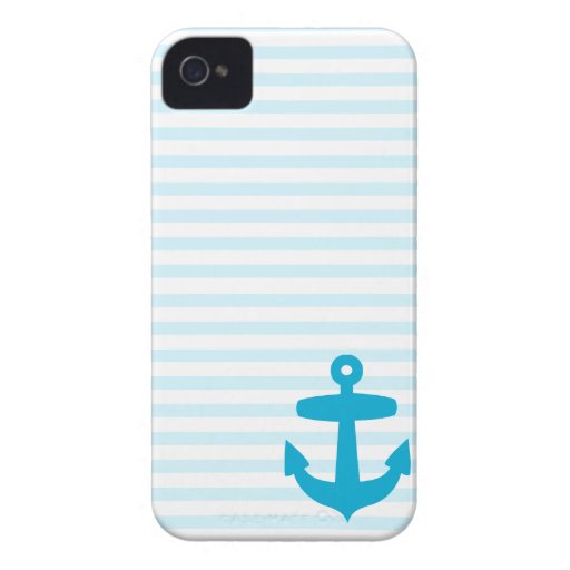 Blue Anchor and Light Blue Sailor Stripes Case-Mate iPhone 4 Cases
