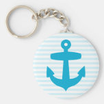 Blue Anchor with Light Blue Breton Stripes Key Chains