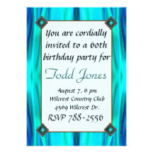 Blue and Aqua Birthday Invitation