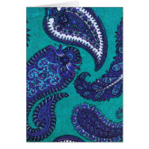 Blue and Aqua Paisley Note Cards