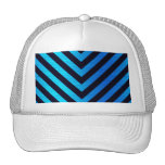 Blue and Black Downward Hazard Stripes Trucker Hat