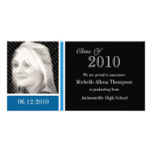 Blue and Black Graduation Announcement Photo Cards