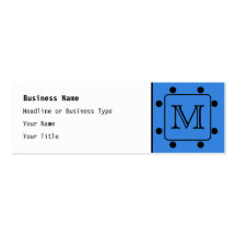 Blue and Black Polka Dot Monogram. Your Letter. Business Card