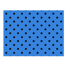 Blue and Black Polka Dot Pattern. Post Card