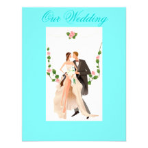 Blue and Floral Wedding Invitation
