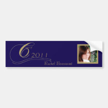 Blue and Gold Modern Classic Wine Label Bumper Stickers