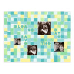 Blue and Green Mosaic Save the Date Postcard
