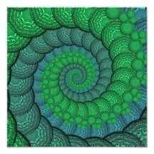 Blue and Green Peacock Feather Fractal Photo Art