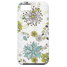 Blue and Green Spring Floral Pattern iPhone 5 Cases