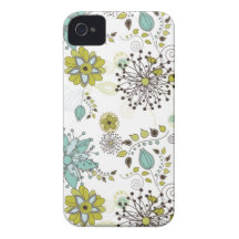 Blue and Green Spring Floral Pattern iPhone 4 Covers