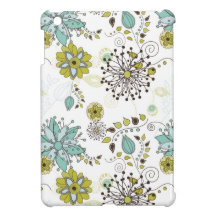 Blue and Green Spring Floral Pattern iPad Mini Cover
