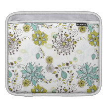 Blue and Green Spring Floral Pattern iPad Sleeves