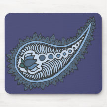 Blue and grey lotus paisley mousepad