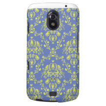 blue and lime green elegant damask samsung galaxy nexus cases