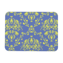 blue and lime green elegant damask flexible magnets
