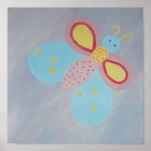 Blue and pink Butterfly Poster