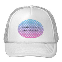 Blue and pink polka dots wedding favours hat