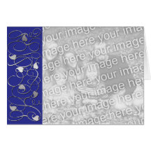 Blue and Silver Filigree Photo Christmas Card