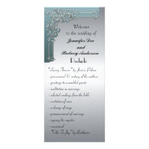 Blue and Silver Wedding Program Rack Card