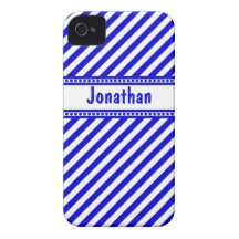 Blue and White Diagonal Stripes Case-Mate iPhone 4 Case