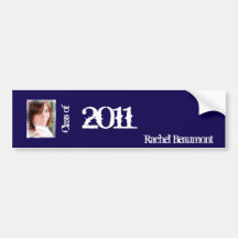 Blue and White Grunge Graduation Wine Label Bumper Stickers