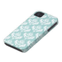 Blue and White Luxurious Damask Pattern Case-Mate iPhone 4 Cases