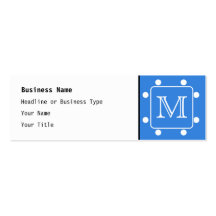 Blue and White Polka Dot Pattern Monogram. Custom. Business Card