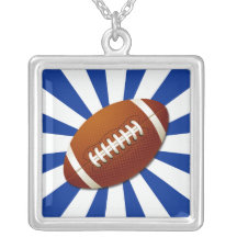 Blue and White Team Colours Retro Football Personalised Necklace