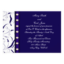 Blue and White with Pearl Invitations