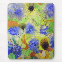 Blue and Yellow Abstract Mousepad