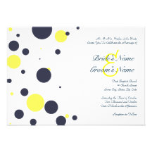 Blue and Yellow Polka Dot Wedding Invitation