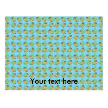 Blue argyle banana pattern postcard