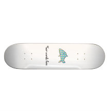 Blue argyle shark skate board