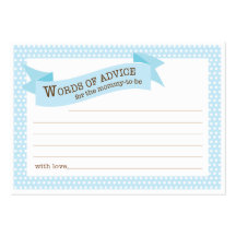 Blue Baby Shower Mommy Advice Card Business Cards