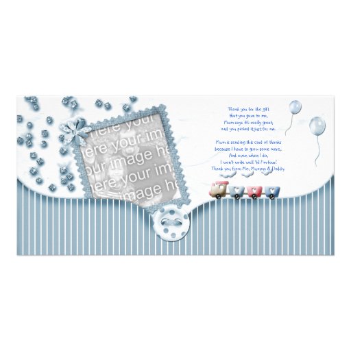 Blue Baby shower Thank You Photo Card from baby