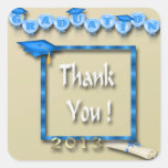Blue Balloons Graduation Thank You envelope seal Square Sticker