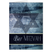 Blue Bar Mitzvah Invitation Card