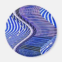 Blue Bars Twist Abstract Art Pattern Magnets