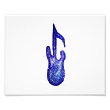 blue bass guitar music note crayon photo print