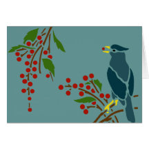 Blue Bird with Berries Card