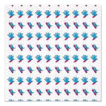 Blue Birdy Bird and Pencil Pattern Photograph