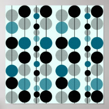 Blue & Black Circle Design Canvas Print