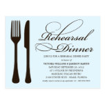 BLUE & BLACK FLATWARE | REHEARSAL DINNER INVITE POSTCARDS