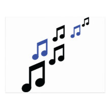 blue black music notes postcard